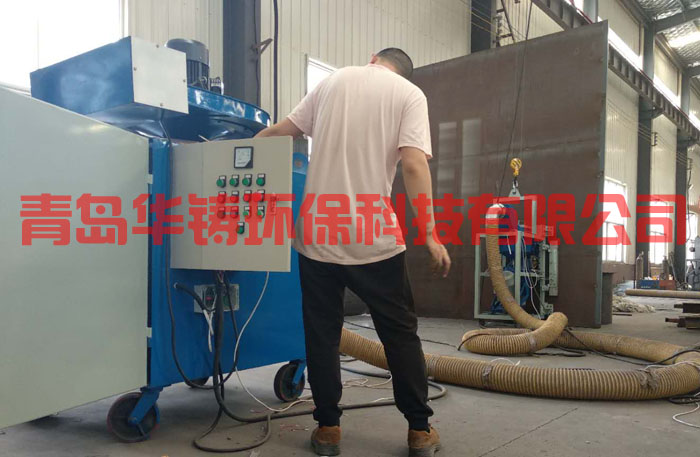 油罐拋丸機(jī)車(chē)間試機(jī)現(xiàn)場(chǎng)圖